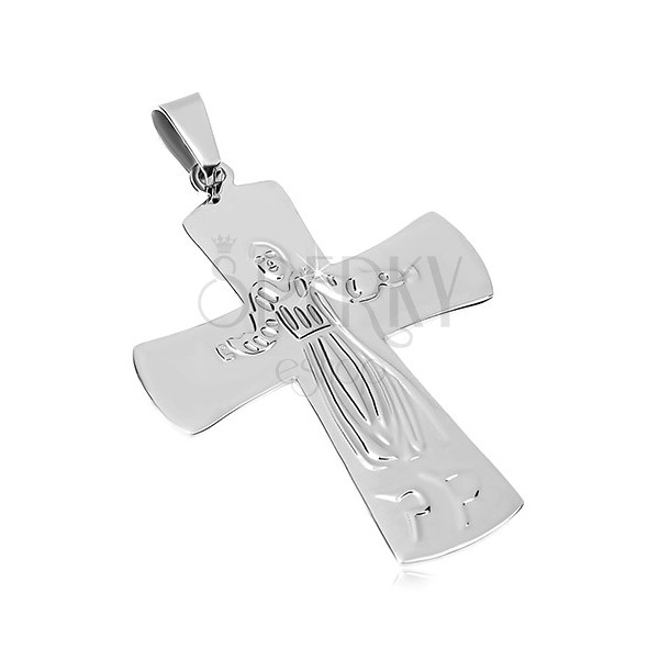 Zawieszka ze stali chirurgicznej Jezus na krzyżu, srebrny kolor