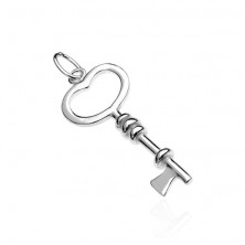 Wisiorek ze srebra 925 - kluczyk, główka w kształcie serca