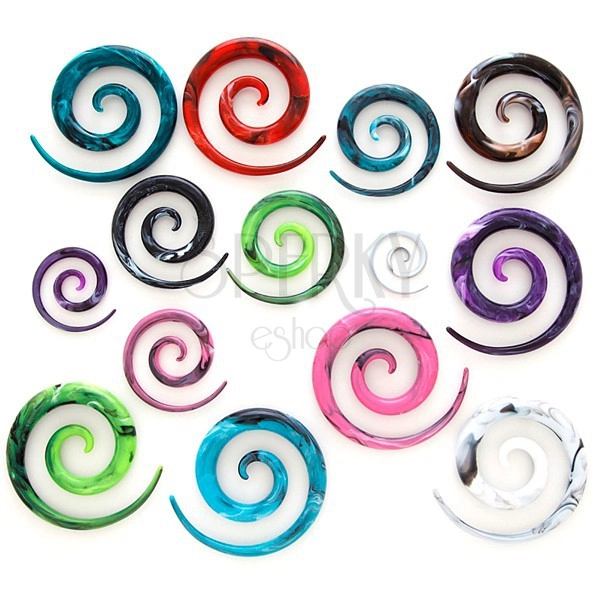 Expander do ucha, spirala - kolorowy nakrapiany ślimak