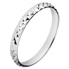 Srebrny błyszczący pierścionek 925 - wypukłe romby