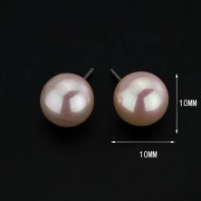 Kolczyki sztyfty ze srebra 925 - jasnoróżowe perły, 10 mm