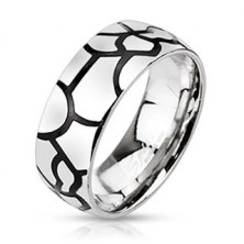 Stalowy pierścionek - imitacja czarnych pęknięć