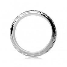 Srebrny pierścionek 925 - wygrawerowane, przeplatane oczka 