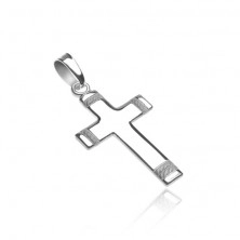Wisiorek ze srebra 925 - krzyż z wygrawerowanym wzorem sznura na końcach