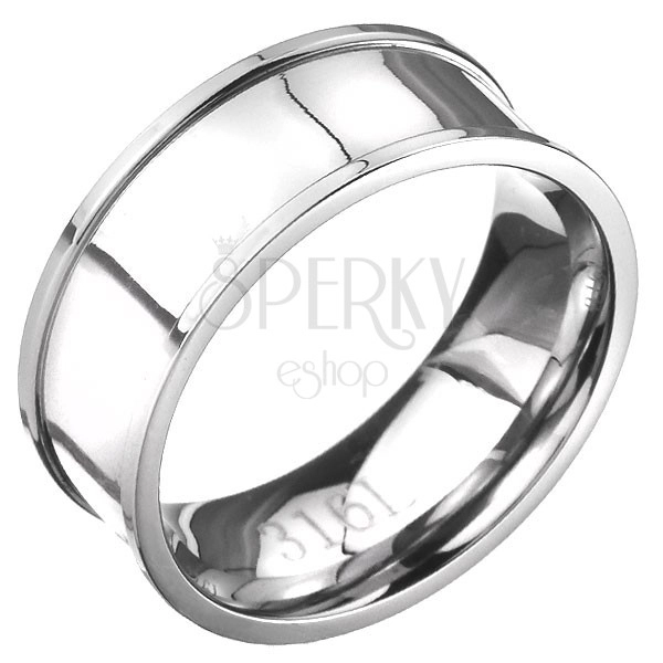 Stalowy pierścień - srebrna obrączka o wypukłych krawędziach