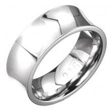 Stalowy pierścień - lśniący z zagłębieniem, srebrny kolor
