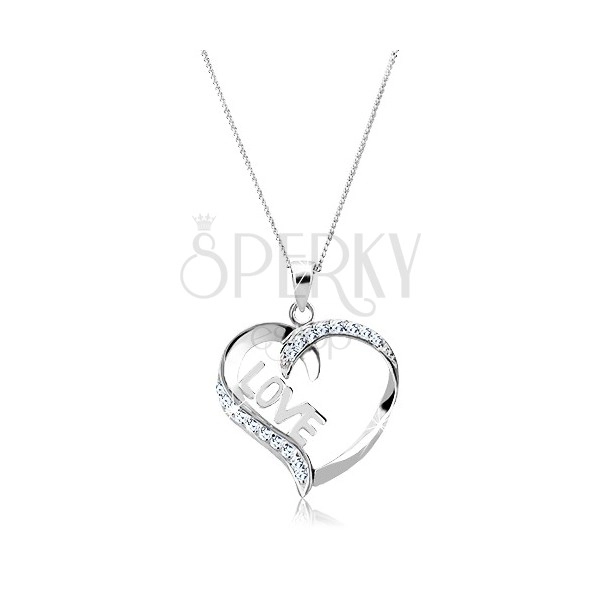 Naszyjnik ze srebra 925 - kształt serca z napisem LOVE
