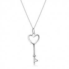 Błyszczący naszyjnik - sercowy klucz na łańcuszku, srebro 925