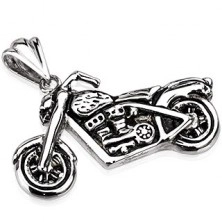 Stalowy wisiorek - patynowany motocykl srebrnego koloru