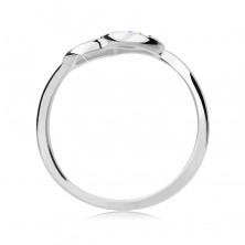 Srebrny pierścionek 925 - nieregularne serce, połówka pokryta cyrkoniami