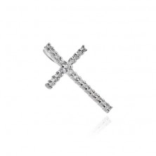 Srebrny wisiorek 925 - duży, błyszczący, cyrkoniowy krzyż