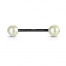 Piercing do języka ze stali - kolorowe perłowe kuleczki