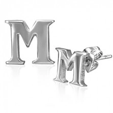 Kolczyki ze stali wkręty - drukowana litera M