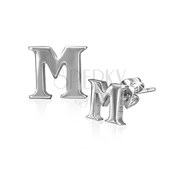 Kolczyki ze stali wkręty - drukowana litera M