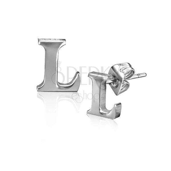Stalowe kolczyki - gładka litera L, wkręty