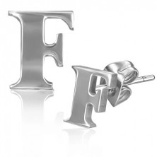 Stalowe kolczyki wkręty - drukowana litera F